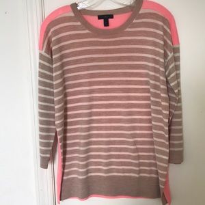 J Crew Striped Front 100% Merino Wool Sweater Sm